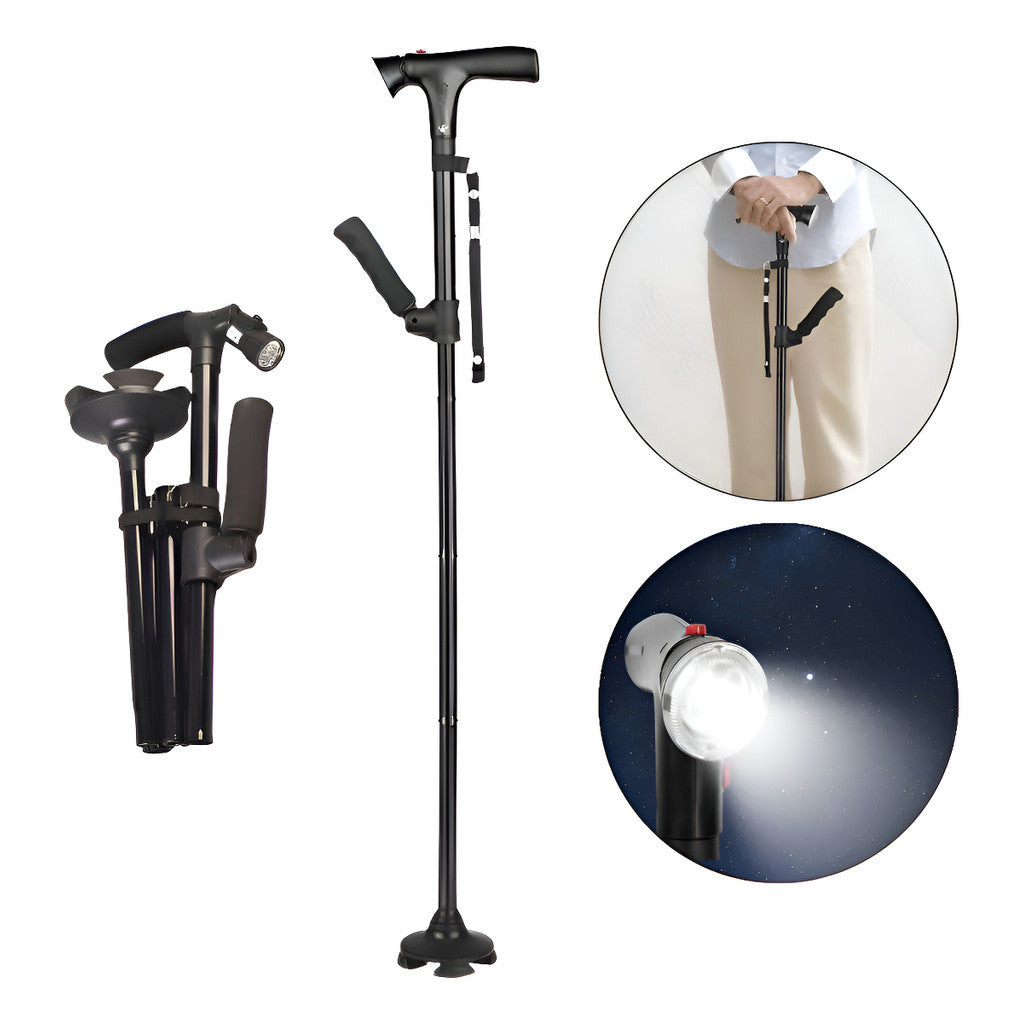 New Senior Walking Sticks for the Elderly Light Folding Walking Cane with Light