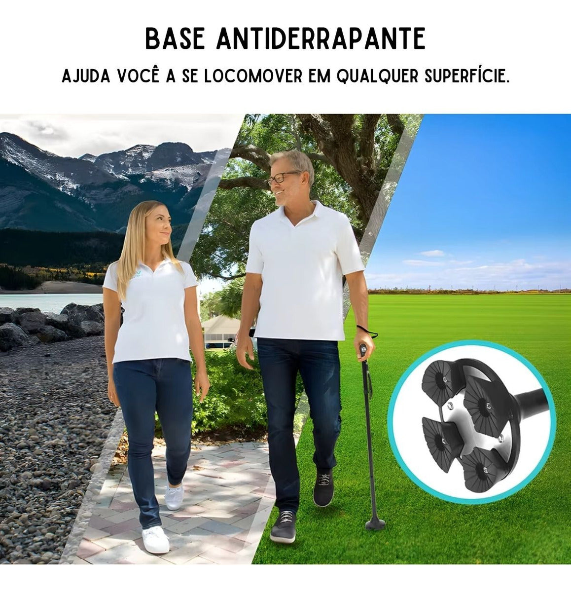 Folding, Non-slip Walking Stick with LED Light and Adjustable Height