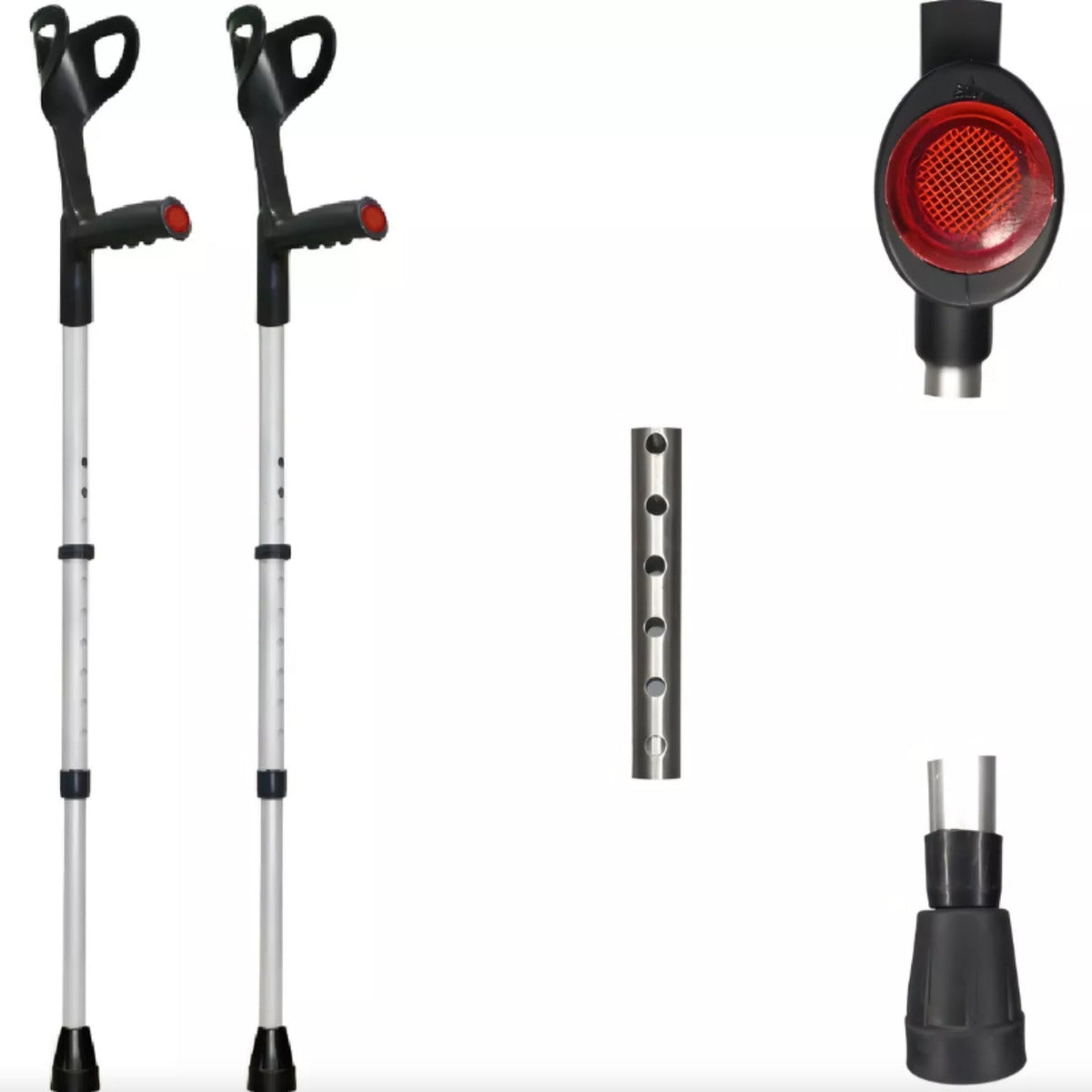 Pair of Adjustable Canadian Crutches, Aluminum Crutches for Elderly People