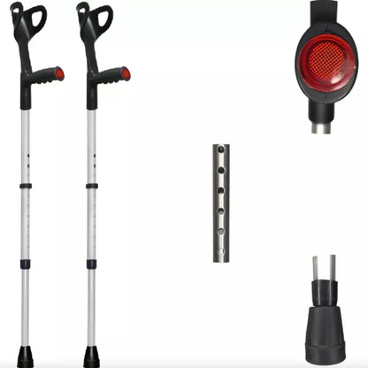 Pair of Adjustable Canadian Crutches, Aluminum Crutches for Elderly People