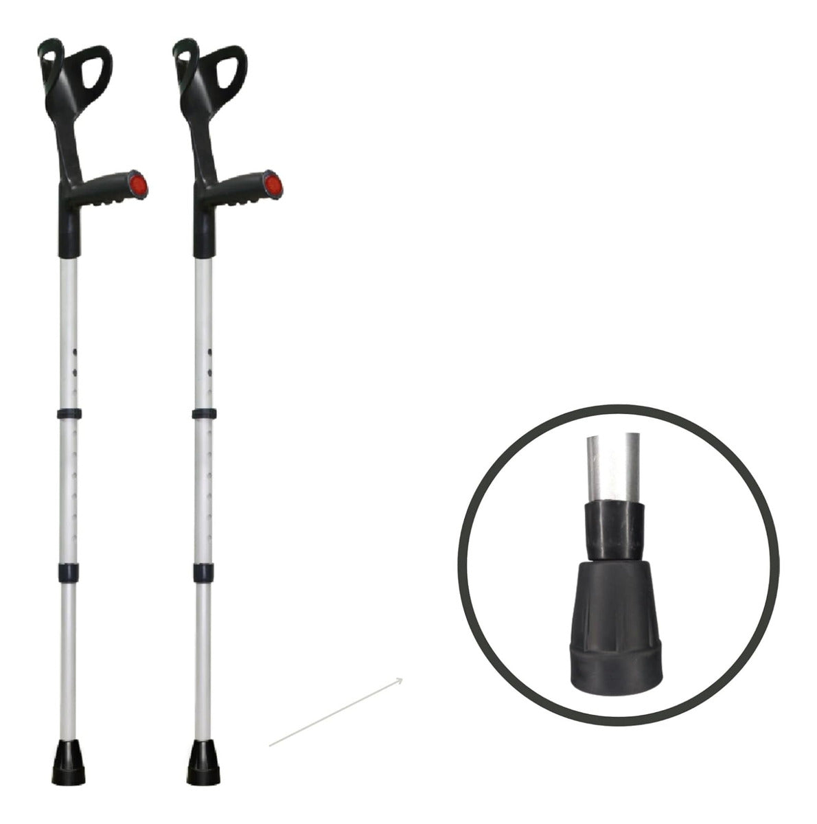 Pair of Adjustable Canadian Crutches, Aluminum Crutches for Elderly People