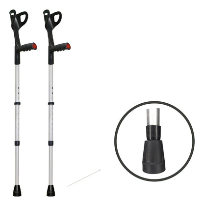 Pair of Adjustable Canadian Crutches, Aluminum Crutches for Elderly People