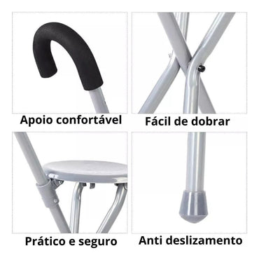 Portable Cane with Seat for the Elderly