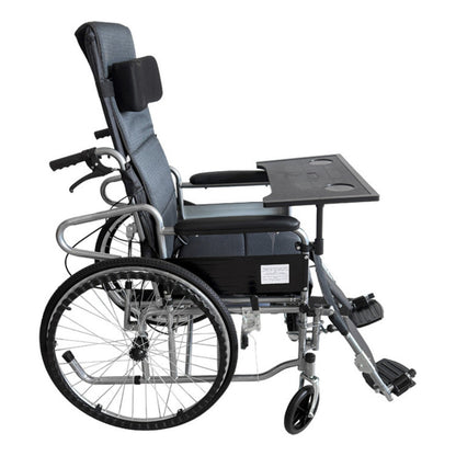 WINNERMED Manual Lightweight Foldable Wheelchair comfort Manual Wheelchair – 150° Recline with Table and Commode