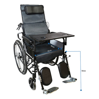 WINNERMED Manual Lightweight Foldable Wheelchair comfort Manual Wheelchair – 150° Recline with Table and Commode