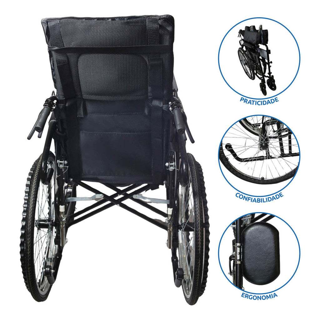 WINNERMED Manual Lightweight Foldable Wheelchair comfort Manual Wheelchair – 150° Recline with Table and Commode