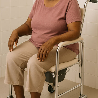 Wheeled toilet chair Disabled toilet chair Toilet stool Movable with pedals