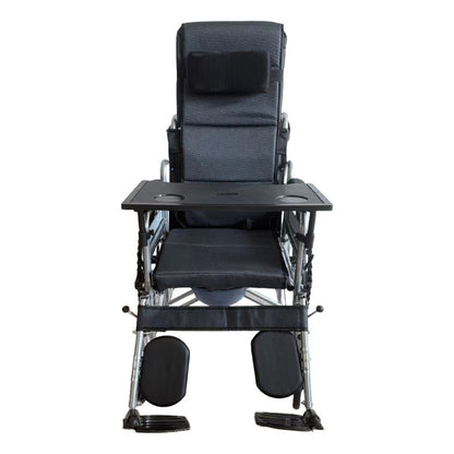 WINNERMED Manual Lightweight Foldable Wheelchair comfort Manual Wheelchair – 150° Recline with Table and Commode